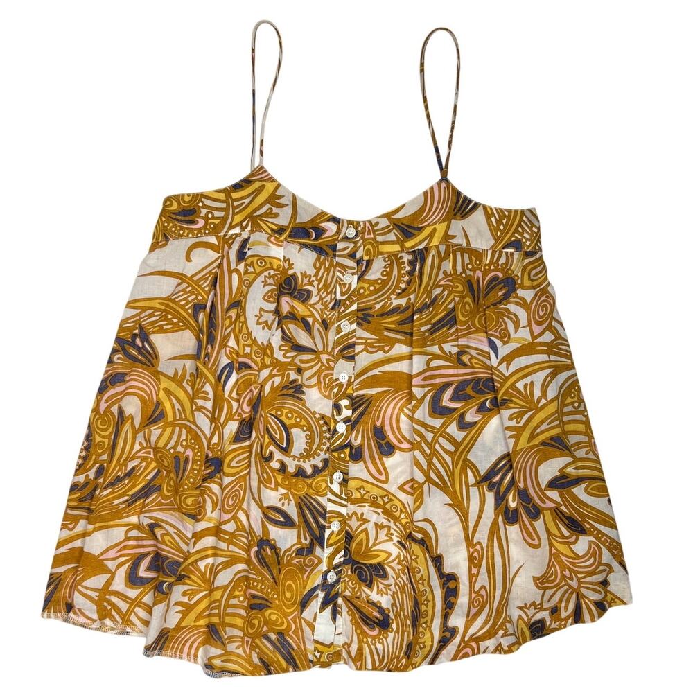 Nieves Lavi Printed Button Down Tank Top Size Small